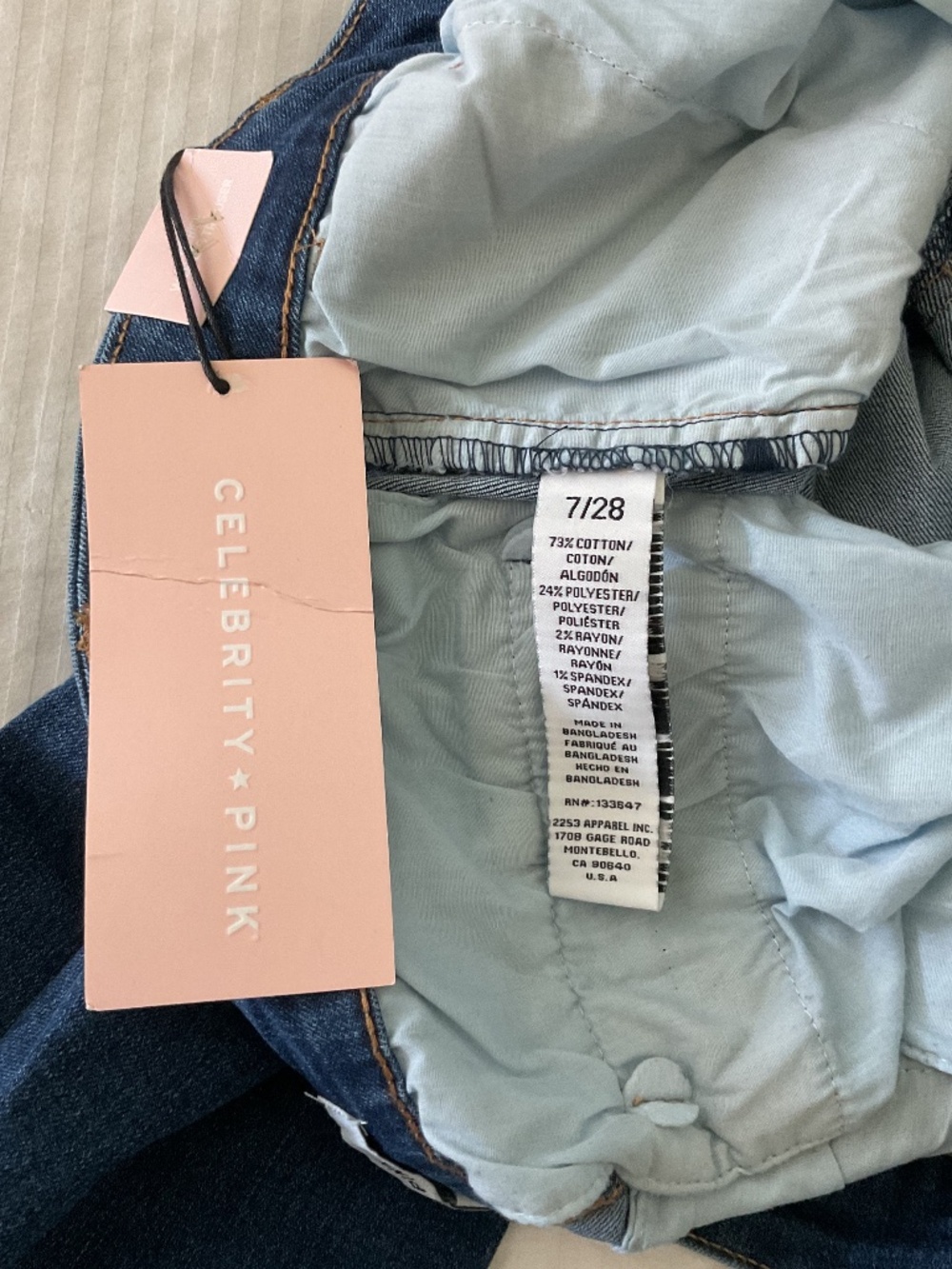 NWT Celebrity Pink blue jeans 7/28 - Picture 4 of 5